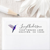 Paars Hummingbird return address Label (Insitu)