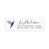 Paars Hummingbird return address Label (Voorkant)
