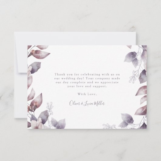 Paars huwelijk bedankkaart (Achterkant)