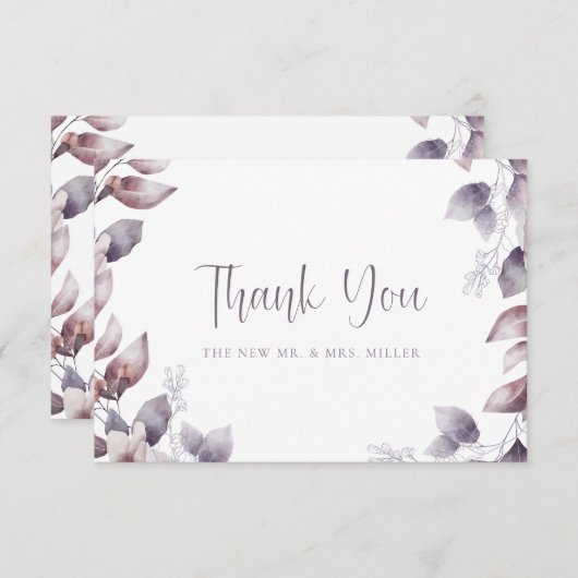 Paars huwelijk bedankkaart (Voorkant / Achterkant)