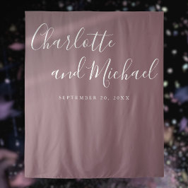 Paars Huwelijksfotocabine Achtergrond met Script Wandkleed