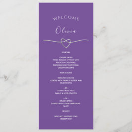 Paars Huwelijksmenu met Naam & Zilver Hart Menu
