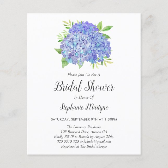 Paars Hydrangea Bouquet Budget Vrijgezellenfeest (Voorkant)