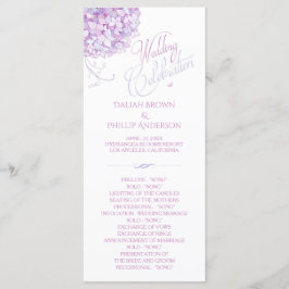 Paars Hydrangea Bouquet Wedding Programme Programmakaart