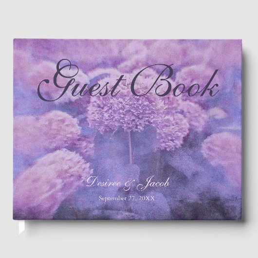 Paars Hydrangea Floral country Rustic Wedding Gastenboek (Voorkant)