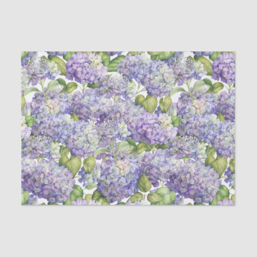 Paars Hydrangea Floral Pattern Tissuepapier (Voorkant)