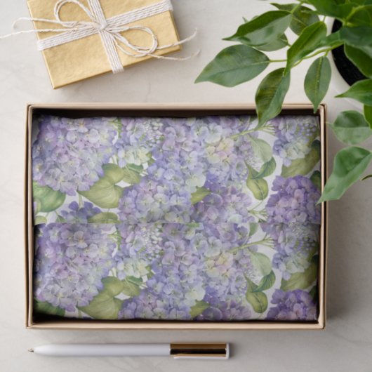 Paars Hydrangea Floral Pattern Tissuepapier (Geschenk)
