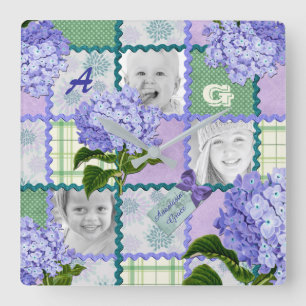 Paars Hydrangea Instagram Foto Kilt Collage Vierkante Klok