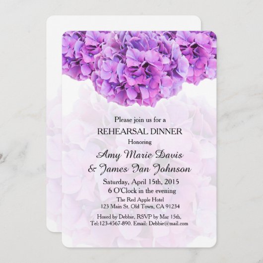 Paars hydrangea - repetitie uit hydrangea4 kaart (Voorkant / Achterkant)