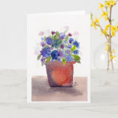 Paars Hydrangea Waterverf Floral Kaart (Gele Bloem)