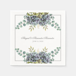 Paars Hydrangeas Eucalyptus Bruiloft Servet
