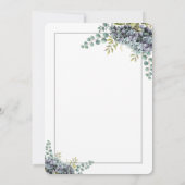 Paars Hydrangeas Eucalyptus bruiloft uitnodiging (Achterkant)