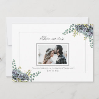 Paars Hydrangeas Eucalyptus foto Opslaan van de da Save The Date