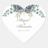 Paars Hydrangeas Eucalyptus Heart Sticker (Voorkant)