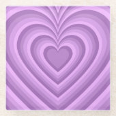 Paars Hypnotic Heart Love Patroon Glazen Onderzetter (Voorkant)