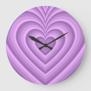 Paars Hypnotic Heart Love Patroon Grote Klok