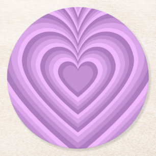 Paars Hypnotic Heart Love Patroon Ronde Kartonnen Onderzetter