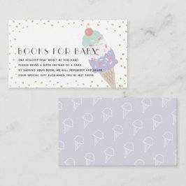 Paars Ice Cream Gold Baby shower Book-Verzoek Informatiekaartje