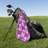 Paars IJsbeer Patroon Ontwerp Golfhanddoek (Groen)