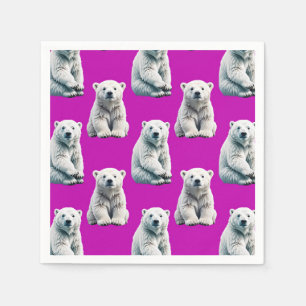 Paars IJsbeer Patroon Ontwerp Servet