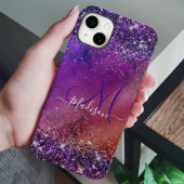 Paars ijzerhoudend geborsteld metaal glitter monog Case-Mate iPhone case