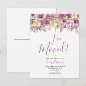 Paars ik ben verhuisd | Verhuisbericht kaart (Voorkant / Achterkant)