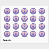 Paars, ik hou van je, Beary Much. Ronde Sticker (Vel)