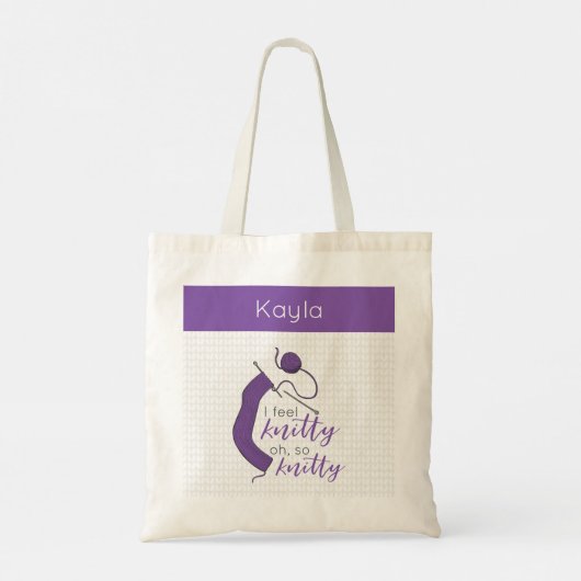 Paars, ik voel me knitty. tote bag (Achterkant)