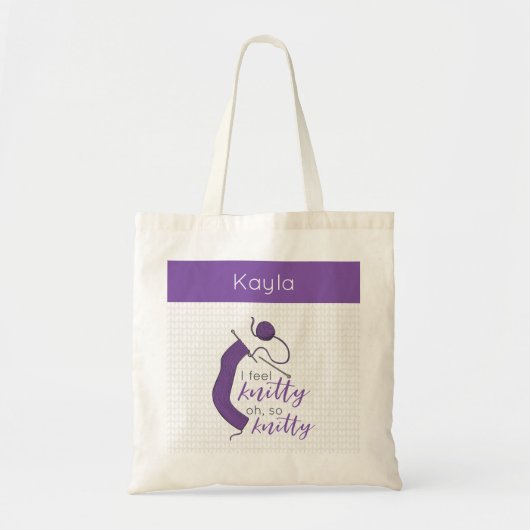Paars, ik voel me knitty. tote bag (Voorkant)
