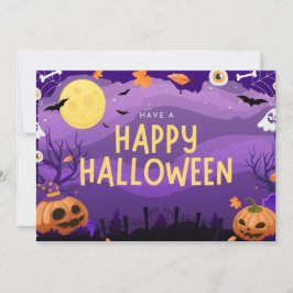 Paars Illustratief Gelukkig Halloween Feestdagenkaart