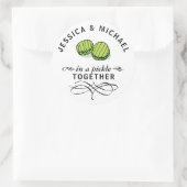 Paar's in een kaartje met een persoonlijk karakter ronde sticker (Tas)