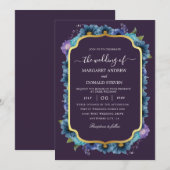 Paars - indiase huwelijksuitnodiging kaart (Voorkant / Achterkant)