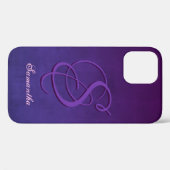 Paars Indigoblauw, stijlvol monogram Case-Mate iPhone Case (Achterkant (horizontaal))