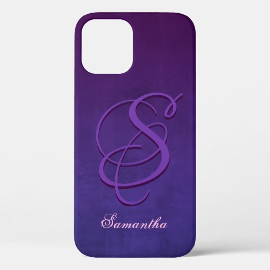 Paars Indigoblauw, stijlvol monogram Case-Mate iPhone Case (Achterkant)