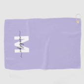 Paars Initiaal Naam Monogram Golfhanddoek (Horizontaal)