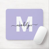 Paars Initiaal Naam Monogram Muismat (Met muis)