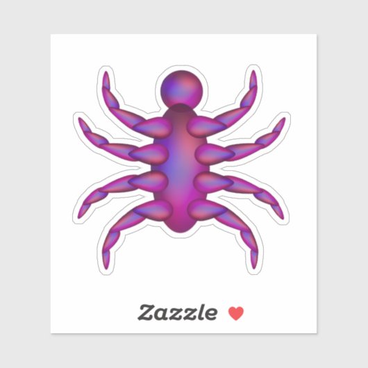 Paars insect met acht poten sticker (Vel)