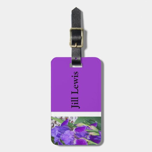 Paars Iris Bagagelabel (Voorkant verticaal)