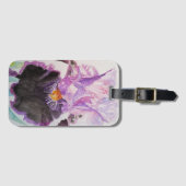 Paars Iris bloem Bagagelabel Waterverf  (Voorkant (horizontaal))