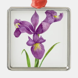 Paars Iris Botanische Kunst Metalen Ornament