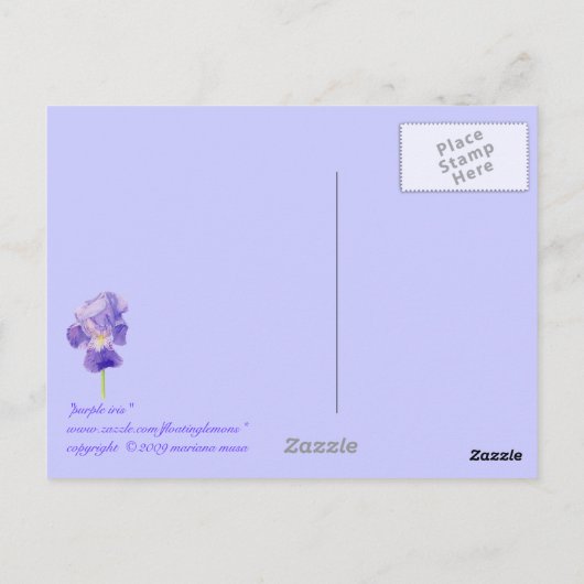 Paars Iris Briefkaart (Achterkant)