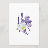Paars Iris Daisy Waterverf Botanical Wedding Kaart (Achterkant)
