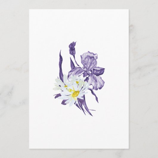 Paars Iris Daisy Waterverf Botanical Wedding Kaart (Achterkant)