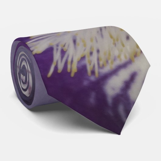 Paars Iris Flral Detail Stropdas (Opgerold)