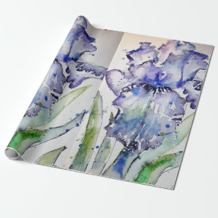Paars Iris irises bloemen Waterverf Verpakking Cadeaupapier