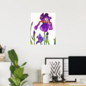 Paars Iris irises floral Flowers Poster (Thuiskantoor)