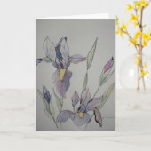 Paars Iris Wenskaart Kaart (Gele Bloem)