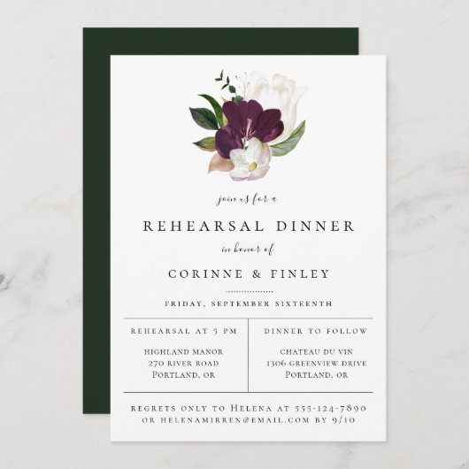 Paars Ivoor Bloemensprookje Oefendiner Aankondiging (Voorkant / Achterkant)