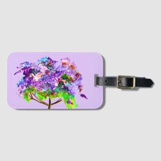 Paars jacaranda waterverf mooie kunst bagagelabel (Voorkant (horizontaal))