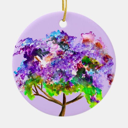 Paars jacaranda waterverf mooie kunst keramisch ornament (Voorkant)